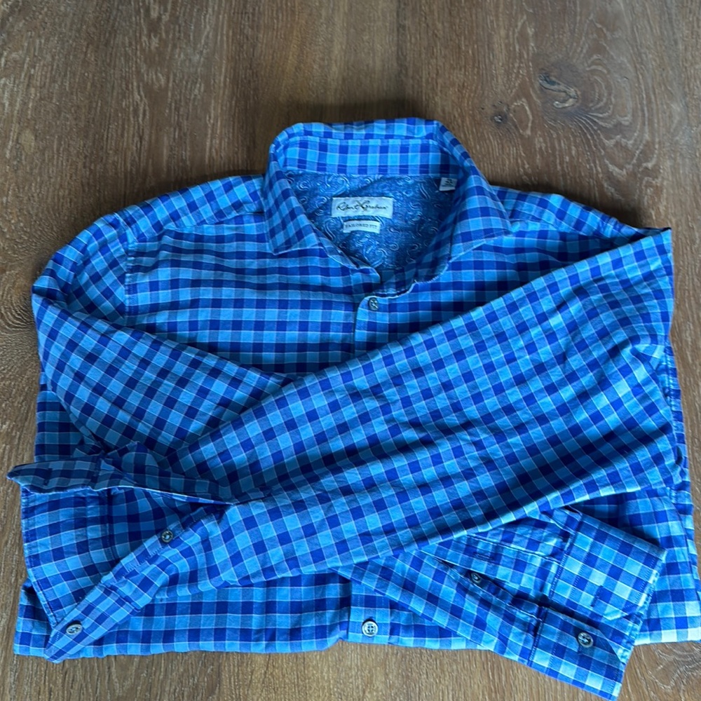 Robert Graham Tailored Fit Blue Checkered Shirt 16.5